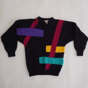 VTG Sheridan Square Colorblock Textured Knit Stripe Eclectic Grandpa Sweater S